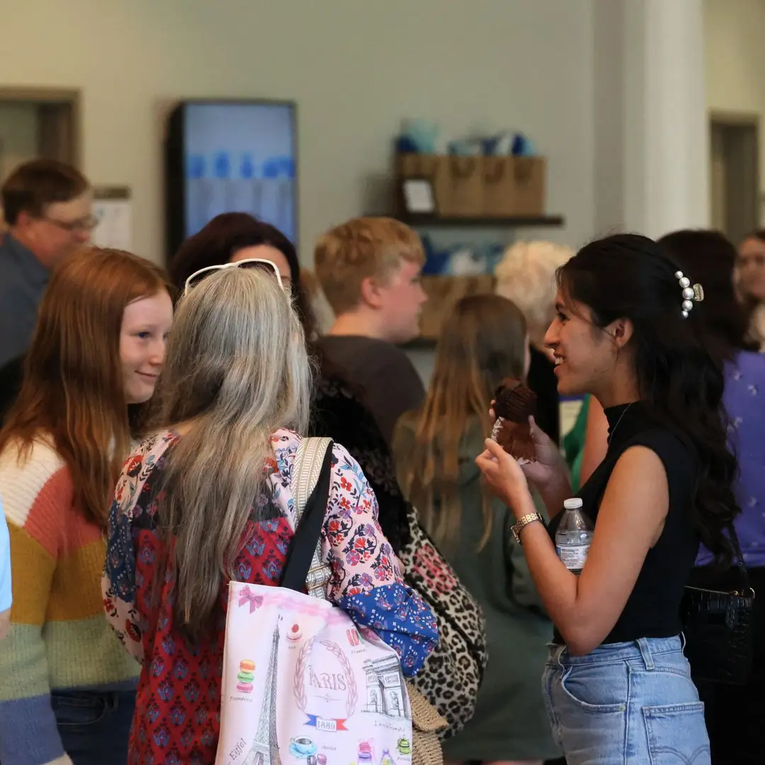 Congregation in the lobby